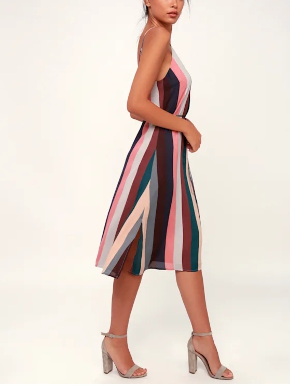 Lulu's Belted Midi Dress in Mauve  XS